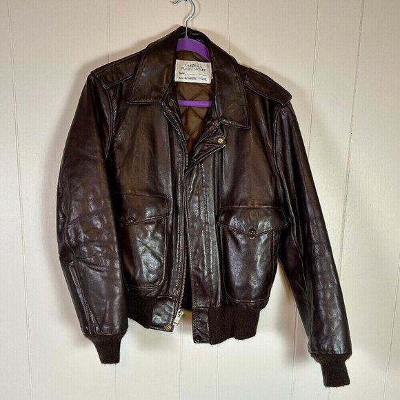 Vintage Schott 674 NYC Flight Bomber Leather Jacket w/ Quilted Lining Size 42 - Picture 1 of 12